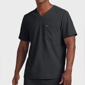 White Cross Men's Black V-Neck Tuckable Medical Scrub Top Medium